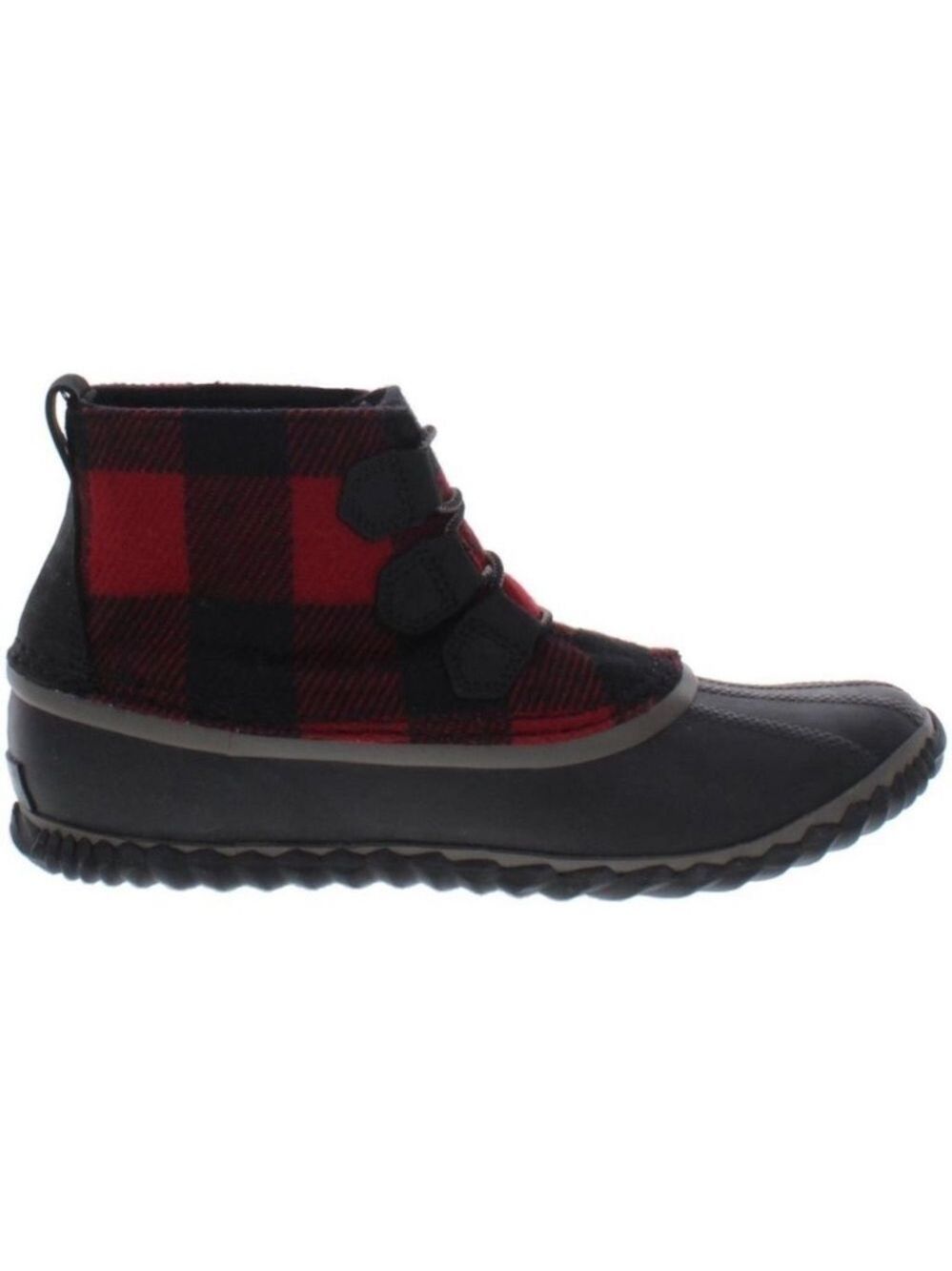 Sorel Out N About Leather Duck Boots in Red Buffalo Plaid